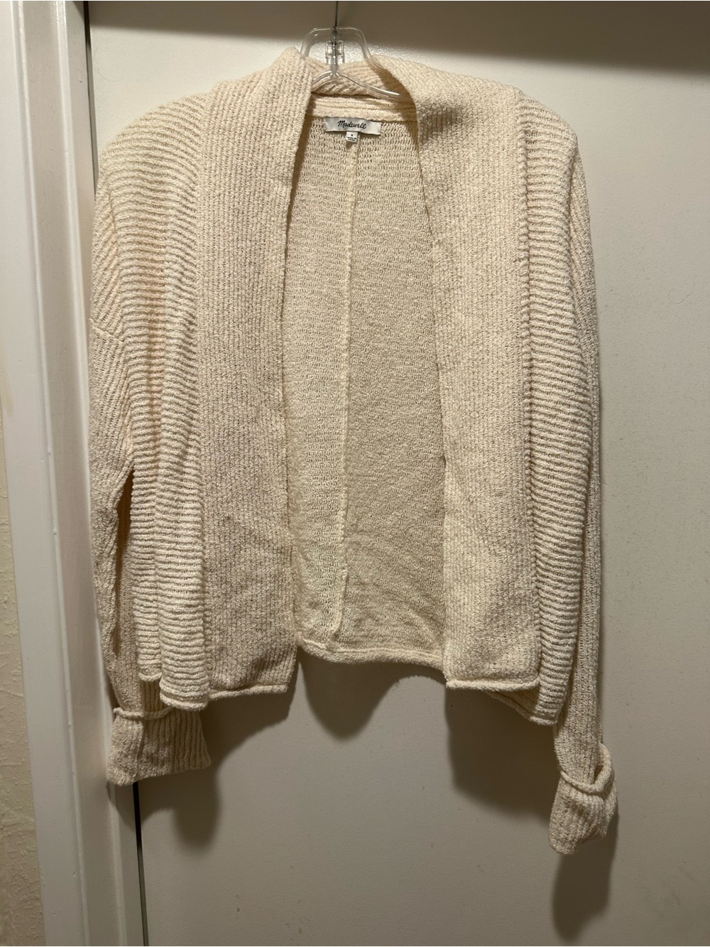 Madewell Open-Front Cream Knit Cardigan Size Small